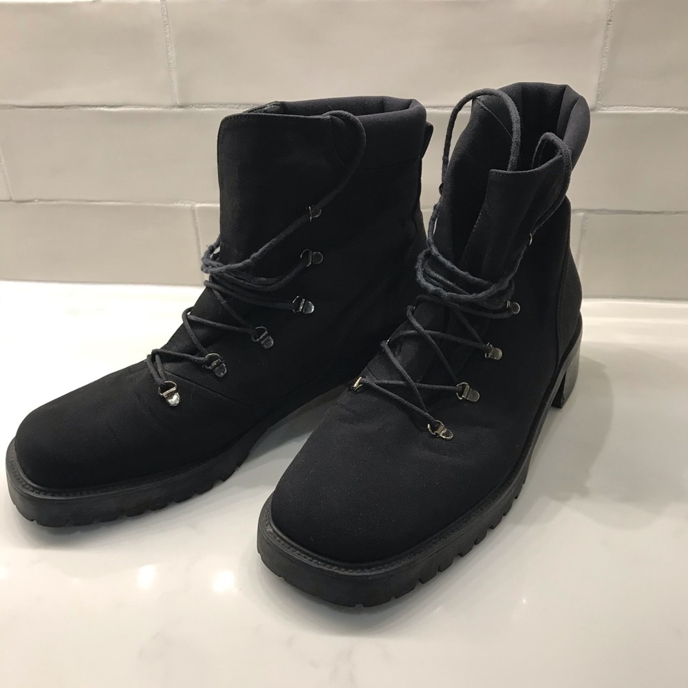 Stuart Weitzman Trekking/Combat Cloth Boots 9.5